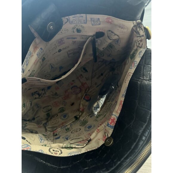 MARGOT Leather Animal Print Embosserd Satchel Handbag - Picture 9 of 9